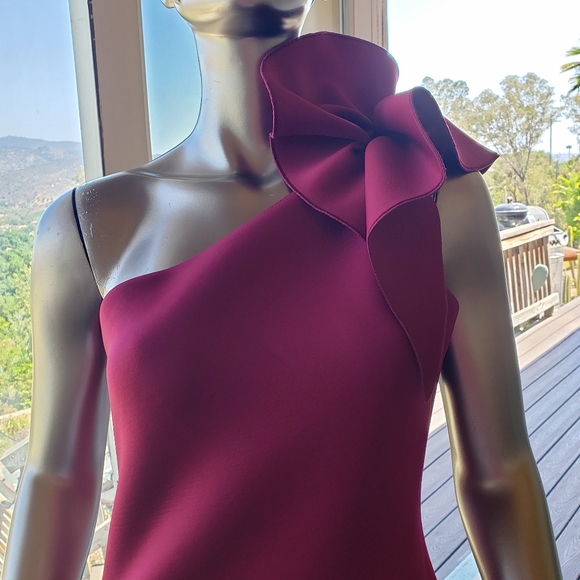 Emily in Paris Inspo: Jovani by Mia Bella One-Shoulder Scuba Dress - Picture 4 of 9